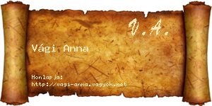 Vági Anna névjegykártya